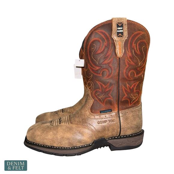 NEW Cody James Nano Lite Waterproof Western Work Boots Composite Toe Brown Ranch main image 6